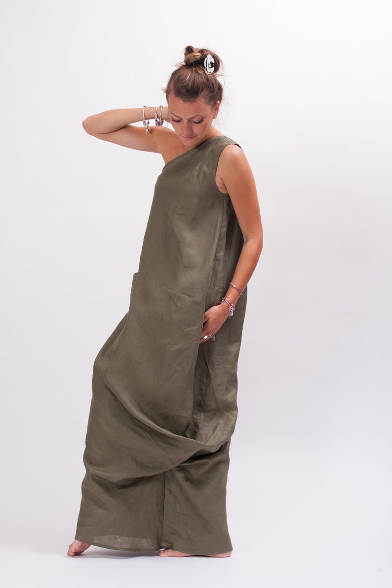 Linen Maxi Dress Avant Garde Clothing Party Dress One - Etsy