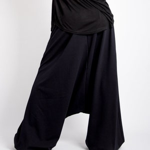 Casual harem pants women, Black drop crotch pants, Avant garde clothing, Harajuku pants image 5