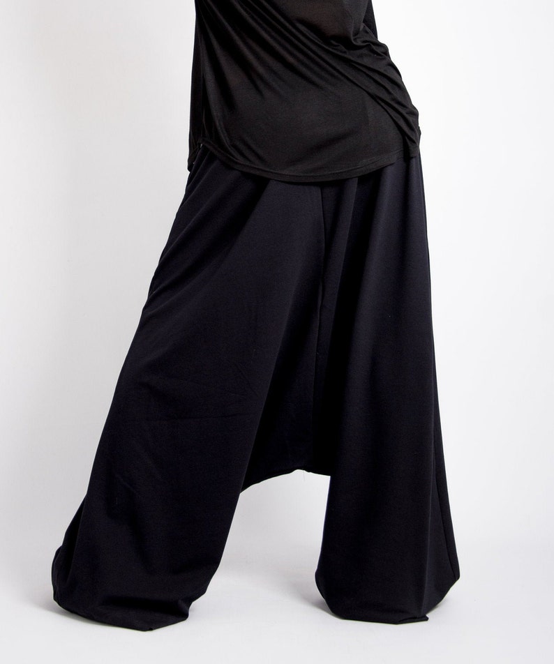 Casual harem pants women, Black drop crotch pants, Avant garde clothing, Harajuku pants image 5