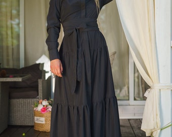 black long sleeve boho maxi dress Black Boho Maxi Dress