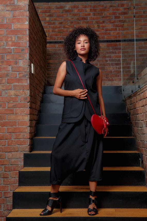 velvet black blazer dress BACK TO BUSINESS FAUX LEATHER DETAIL PLEATED BLAZER DRESS – AKIRA main image 1