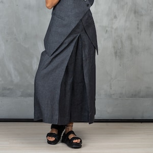 Wide leg linen pants women, Linen wide leg midi pants linen clothing, Skirt - pants women