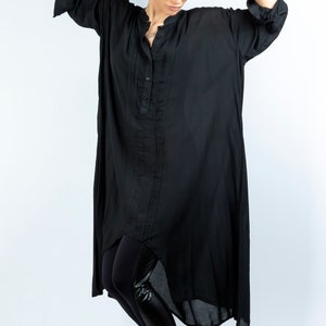Chemise ample noire taille plus, chemise extravagante, chemise longue viscose noire, robe chemise élégante, chemise femme surdimensionnée, robe maxi viscose image 3