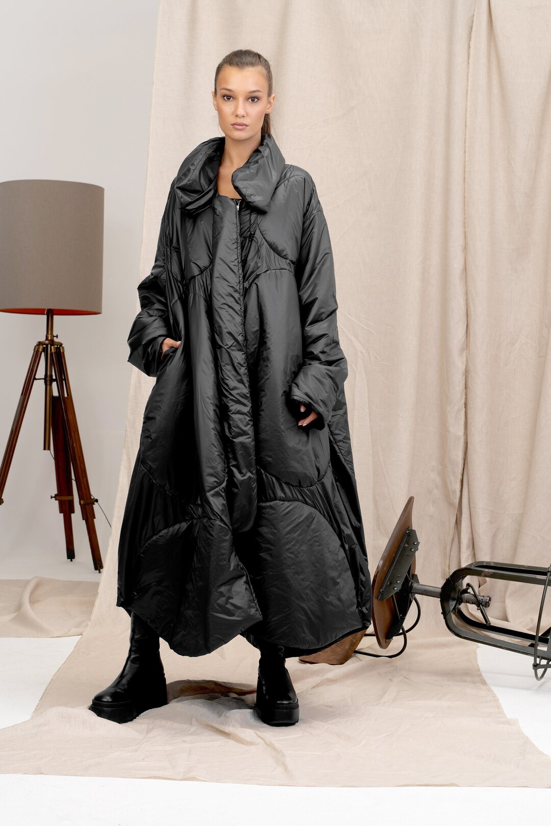 Avant Garde Black Quilted Transitional Women's Coat