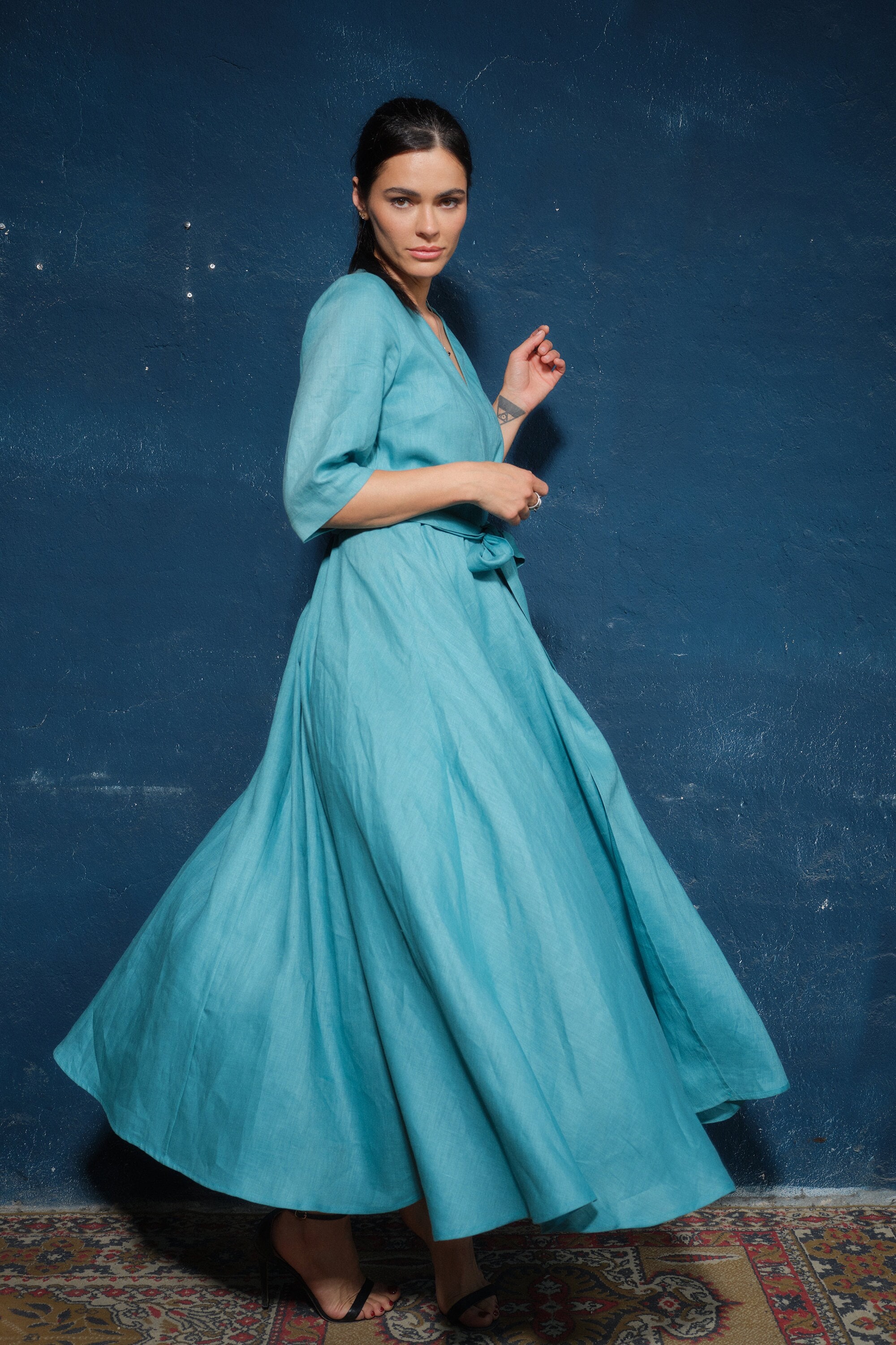 ruffles in dress LOOK 1078 Maxi - Pleated Luxury Beaded Dubai Green Women's US Size:10.5 full-price-active gathered layers of voluminous