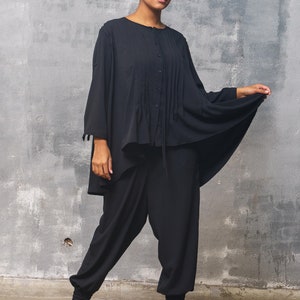 Nouvelle chemise kaki oversize pour femme, tunique asymétrique pour femme image 7