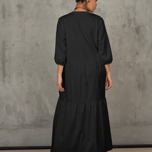 Oversized shirt dress, Black cotton maxi dress plus size clothing, Maternity clothing, Organic pregnancy dress, Long sleeved fall dress