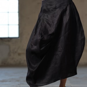 Black asymmetrical linen skirt, Avant garde summer linen skirt, Linen clothing, Slow fashion, Sustainable clothes, Capsule wardrobe