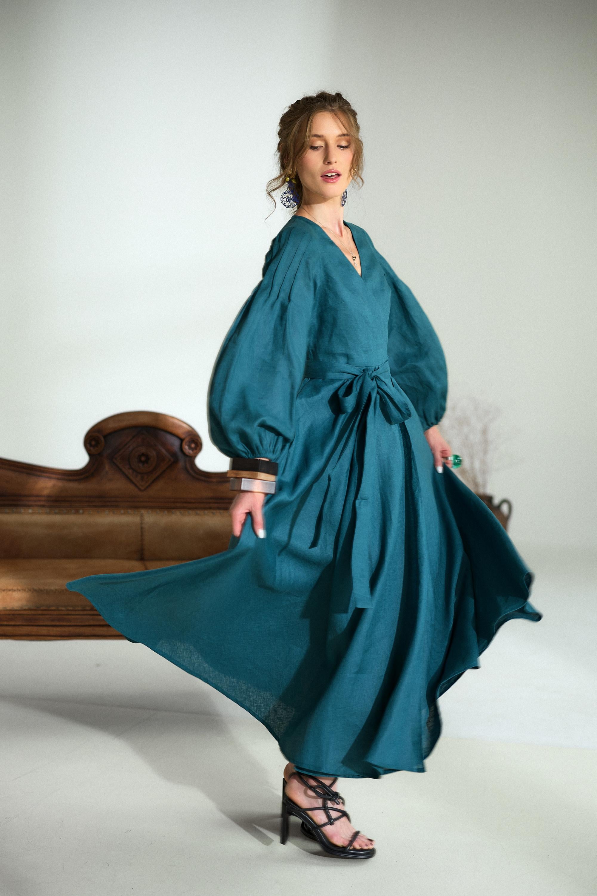 petrol green dress maxidfess
