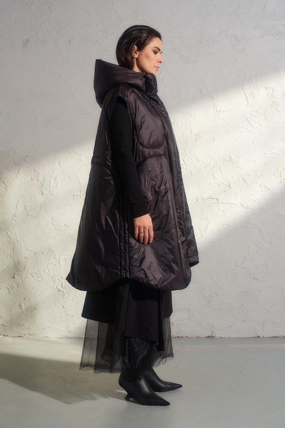 Oversized Waistcoat Puffer Buy Asymmetrical Black Quilted Winter