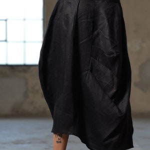 Black asymmetrical linen skirt, Avant garde summer linen skirt, Linen clothing, Slow fashion, Sustainable clothes, Capsule wardrobe