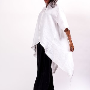 Oversized linen shirt women, Womens linen top, Asymmetrical shirt women