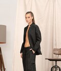 Extravagant linen blazer with double lapels, Linen suit jacket women linen clothing for women, Avant garde blazer womens