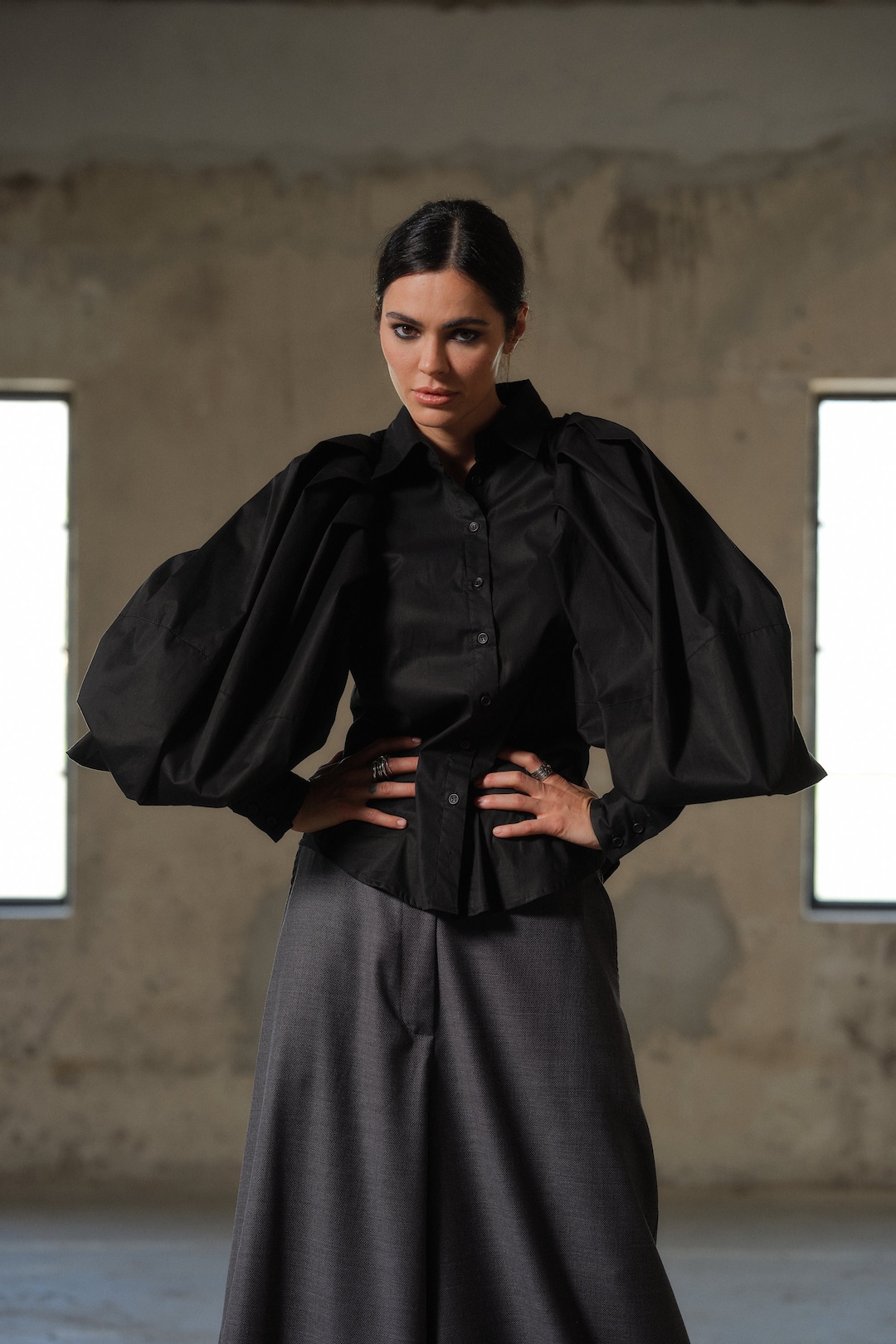 Avant-Garde Oversized Black Shirt