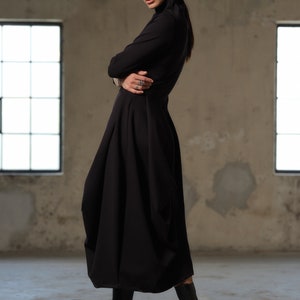 Black asymmetric dress, Avant garde dress, Extravagant Long Dress, Slow fashion, Capsule wardrobe, Sustainable clothes