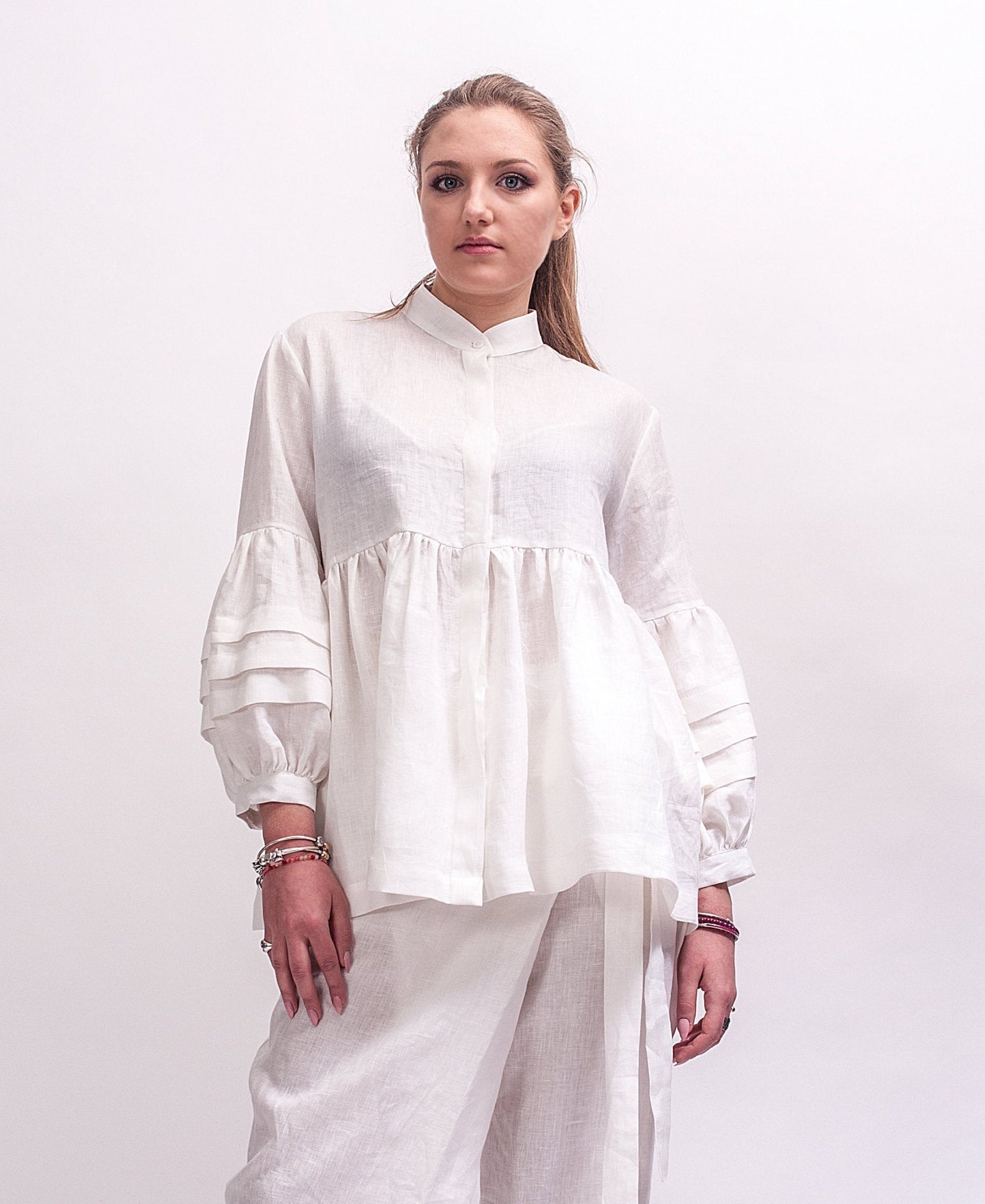 Womens linen top plus size clothing for women White linen | Etsy