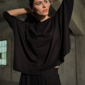 Asymmetrical top for women, Minimalistic top women, Viscose top with geometric details, Slow fashion, Sustainable clothes Capsule wardrobe,