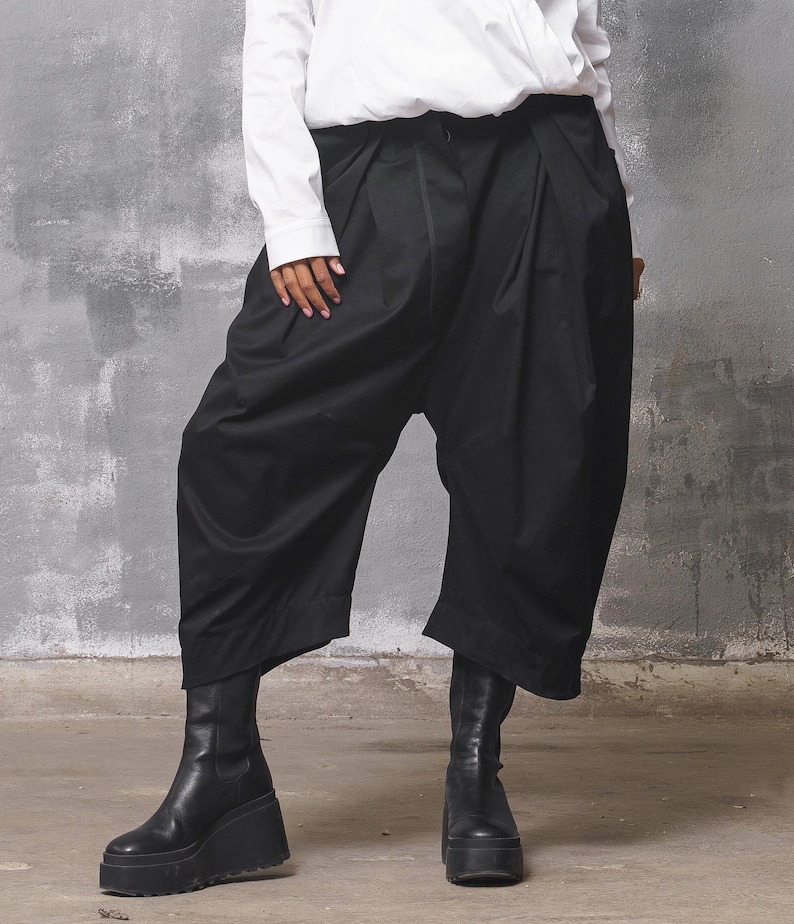 New black baggy pants women, Cotton pants mid waist pants for women