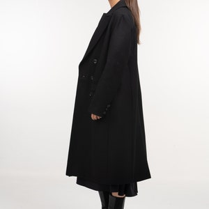 Long Black Double Breasted Wool Coat for Women, Oversized Winter Coat Womens, Winter Wool Cashmere Trench for Women