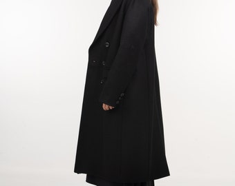 Women Long Maxi Wool Coat,Coffee Wool Long Coat,Black Full length Wool  overcoat,Winter Coat women,Thicken Woolen Coat,Plus Size Reefer Coat
