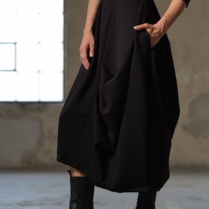 Black asymmetric dress, Avant garde dress, Extravagant Long Dress, Slow fashion, Capsule wardrobe, Sustainable clothes