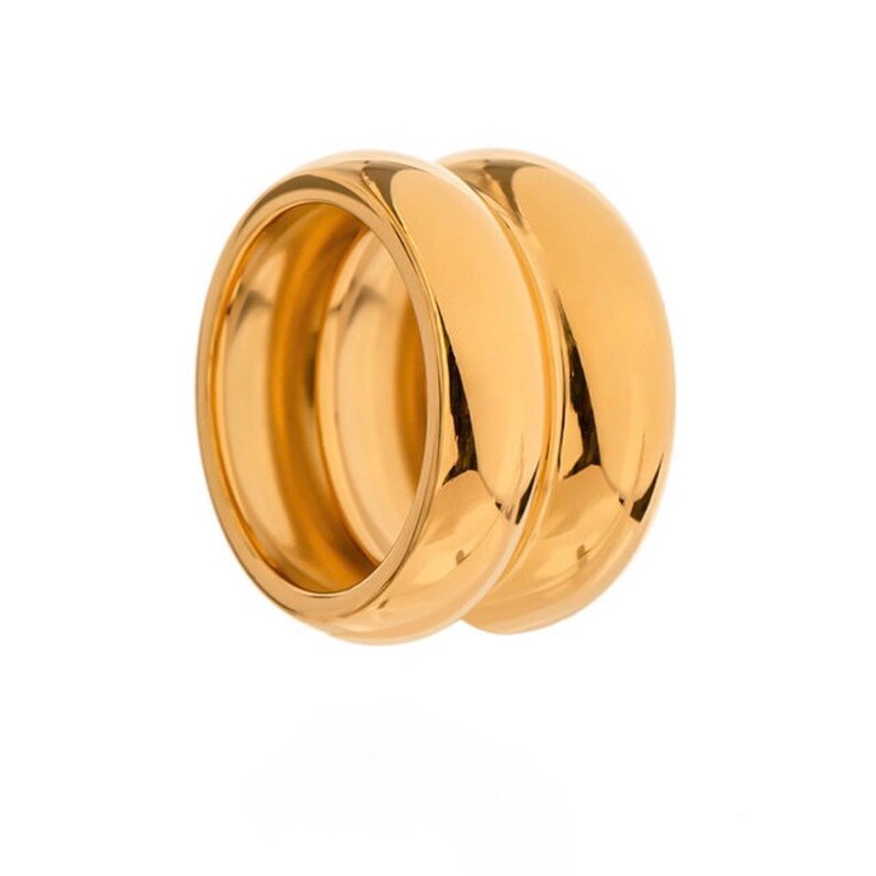18K Gold Layered Tube Ring Statement Band Wide Ring Geometric Modern Vintage Ring Gift for her Simple Boho Chunky Stack Ring