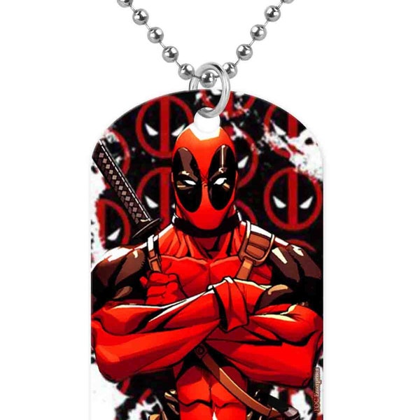 Dead Superhero Pool Military ID Dog Tag Stylish Pendant Necklace with 27" Adjustable Ball Chain