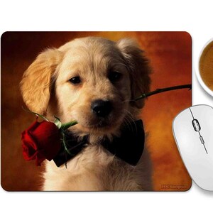 Retriever Puppy Dog Gaming Mouse Pad Custom Design Mousepad, Non-Slip Rubber Base Rectangle Mousepad for Laptop and Desktop Computer
