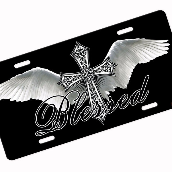 Mrror Chrome Lcense Plate Car Tag-  Blessed - Etsy