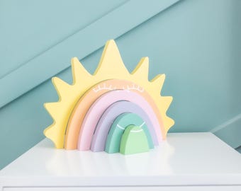 Personalized Wood Rainbow Stacker: Baby Name Nursery Decor