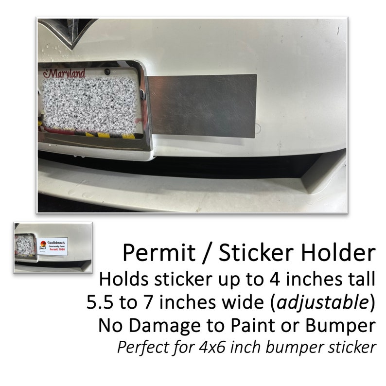 Permit / Sticker Holder for Car Bumper, 4x6, 4 Inch Tall, 5.25 to 7 ...