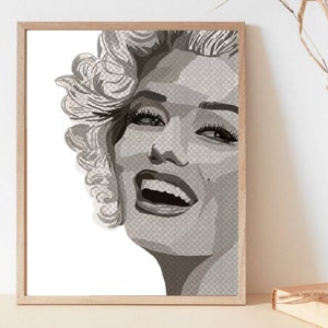 Marilyn Monroe | Classic Movie Star | Promi-| Schwarz-Weiß-Druck-| Moderne Pop Art | Wandkunst | Digitale Poster | Digitaler Download