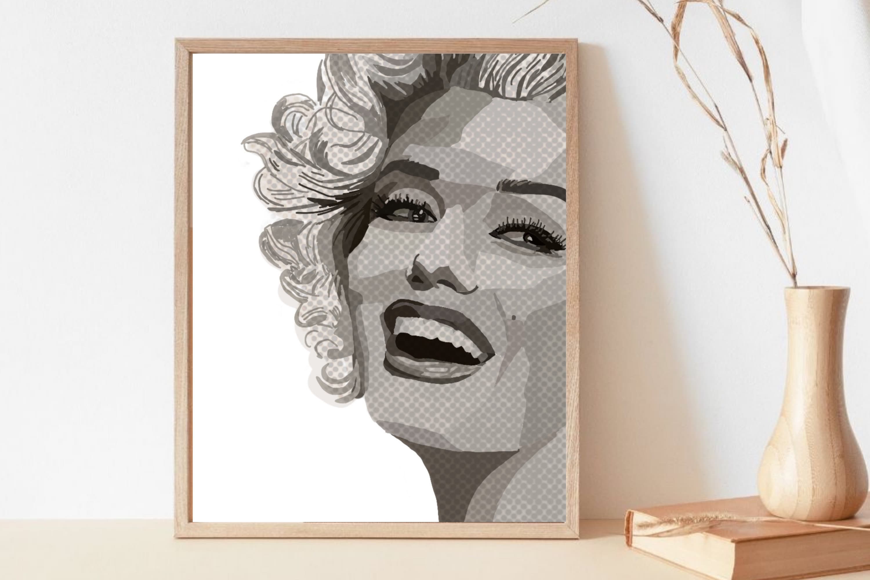 Marilyn Monroe | Classic Movie Star | Celebrity | Black and White Print ...