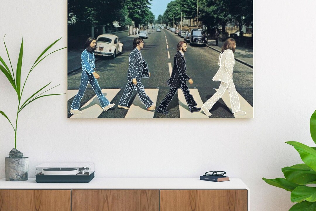 The Beatles Wall Art Glitter Sequins | Abbey Road Crosswalk