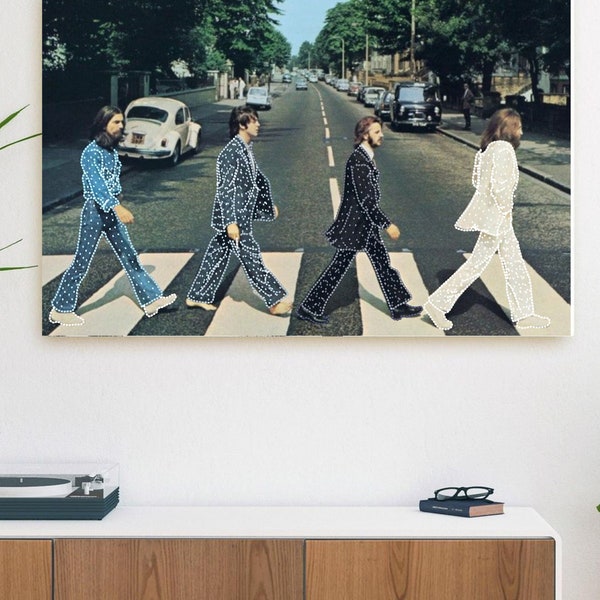 The Beatles Wall Art Glitter Sequins | Abbey Road Crosswalk Poster | Digital Wall Print | The Beatles Gallery Wall | John Paul Ringo George