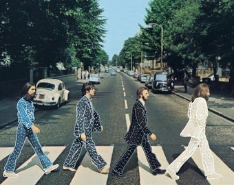 The Beatles Wall Art Glitter Sequins | Abbey Road Crosswalk Poster