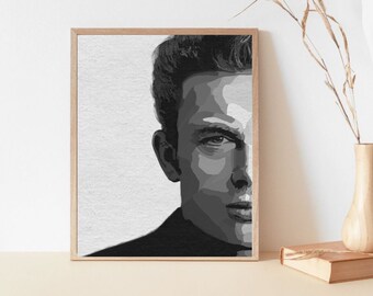 James Dean Portrait | Black and White Movie Star Art (Digital Download)