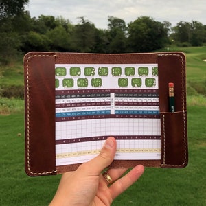 Personalized Golf Scorecard Holder Made from Wickett & Craig Harness Leather “The Pebble”