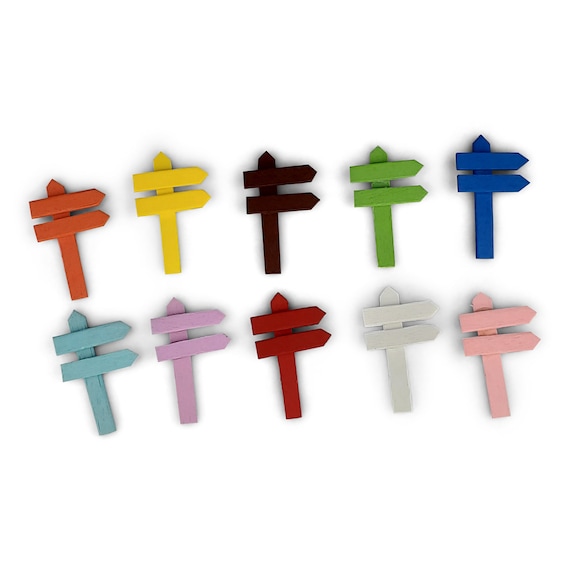 5pc Fairy Garden Wooden Sign Post 10 Colors Miniature 5pc Fairy Garden Wooden Sign Post 10, Fairy Garden Sign Post