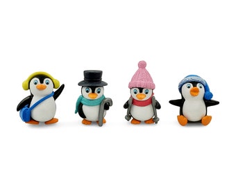 Miniature Christmas Penguins - Miniature Penguins - Christmas Figurine - Christmas - Xmas - Christmas Penguin - Penguin Figurine