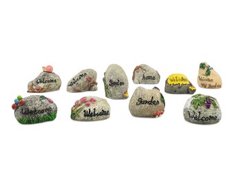 Fairy Garden Stone With Text - Miniature Stone Rock - Terrarium Decoration - Zen Garden - Micro Landscape - Mini Garden - Zen Garden