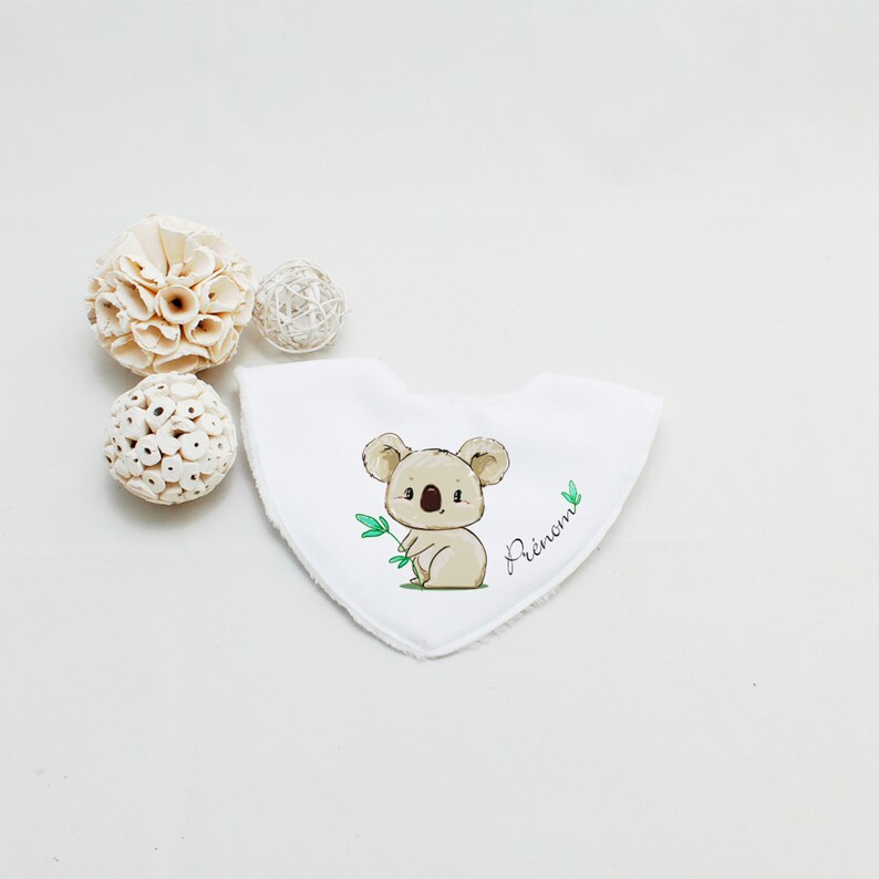Bavoir bandana personnalisable avec prénom Modèle Koala cadeau naissance personnalisé Bout'D'Chou image 1