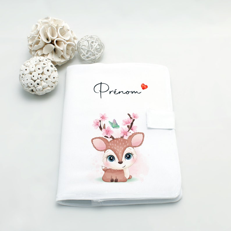 Personalized Biche health book cover Customizable baby book cover Birth gift with first name Bout'D'Chou image 1