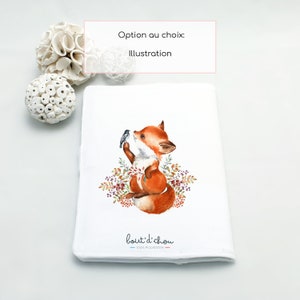 Personalized Fox health book cover Customizable baby book cover Birth gift with first name Bout'D'Chou Illustrations