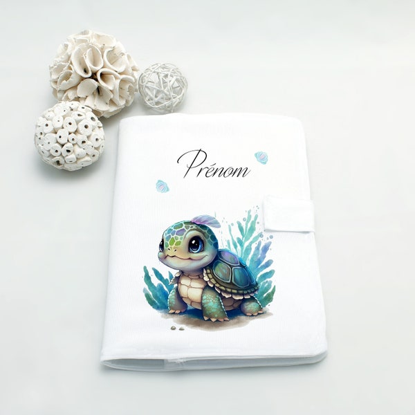 Protège carnet de santé personnalisé Tortue - Housse de carnet bébé personnalisable - Cadeau naissance avec prénom | Bout'D'Chou