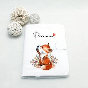 Personalized Fox health book cover Customizable baby book cover Birth gift with first name Bout'D'Chou image 1