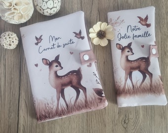 Protège carnet de santé personnalisable Biche - Housse de carnet bébé personnalisable - Cadeau naissance avec prénom | Bout'D'Chou