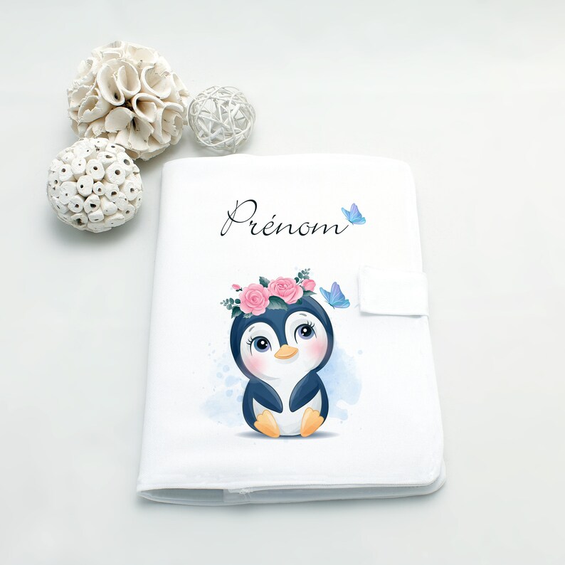 Protège carnet de santé personnalisé Pingouin - Créatrice ETSY : Boutdchou