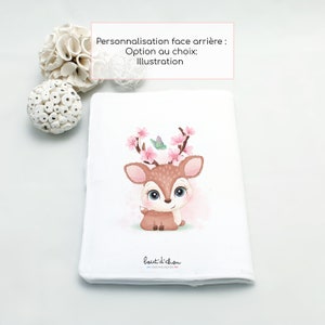 Personalized Biche health book cover Customizable baby book cover Birth gift with first name Bout'D'Chou Illustrations