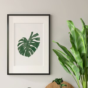 Monstera Leaf Wall Art Digital Download, Tropical Leaf Watercolor Printable Art, Digital Download Print for Walls, Instant Download Art